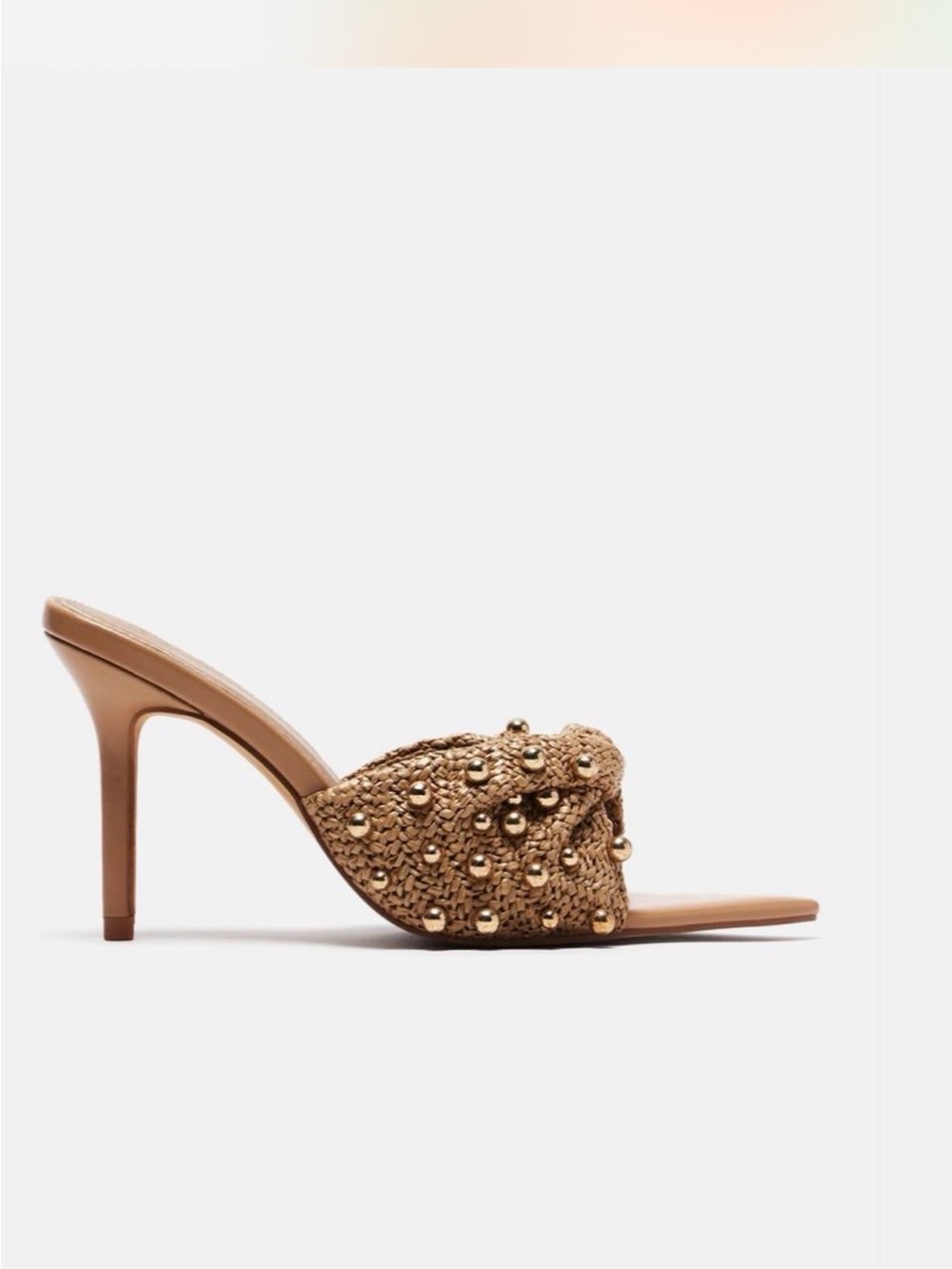 Fashion Nova Studded Woven Slide Heel in Tan